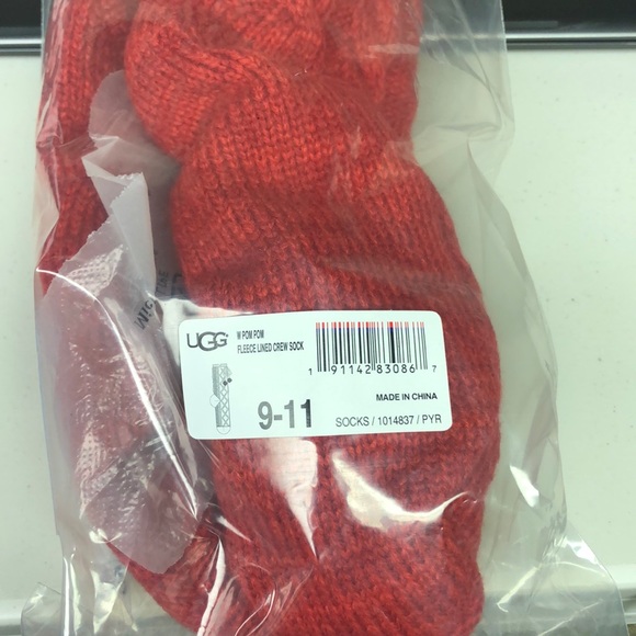 UGG Fleece lined crew neck sock with Pom Pom OS - Picture 3 of 6